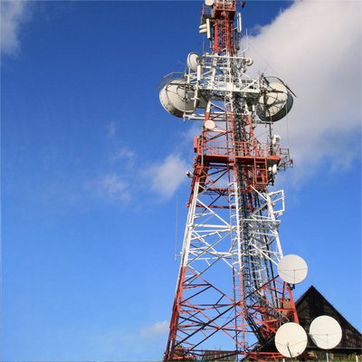 E-ticaret Endüstri Parkı 5G için 20M 30M 45M Sıcak Daldırma Galvanizli 4 Ayaklı Açılı Çelik Kule