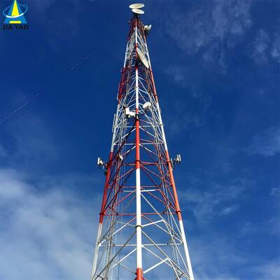 4G 5G Baz İstasyonu için Yüksek Hassasiyetli 3 Ayaklı Çelik Boru Kafes Kule 20m 30m 45m 60m Sıcak DIP Galvanizli Rüzgara Dayanıklı Telekom Direği