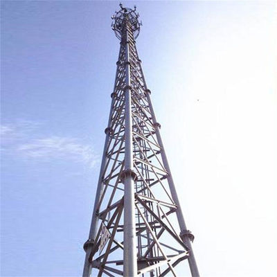 Yuvarlak Çelik İletişim Mobil Telefon Kendini Destekleyen Çerez Kulesi Anten Tubular Mast 3 Bacak