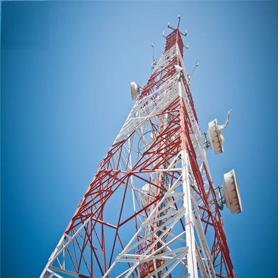 Üretici 4 bacaklı çelik pilon 5km Wifi verici ve alıcı açılı ızgara mikrodalga kablosuz destek telsiz kulesi