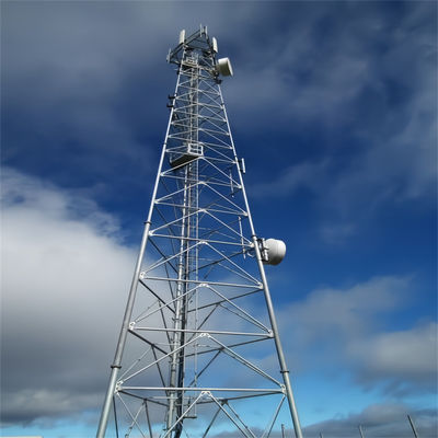 Yuvarlak Çelik İletişim Mobil Telefon Kendini Destekleyen Çerez Kulesi Anten Tubular Mast 3 Bacak