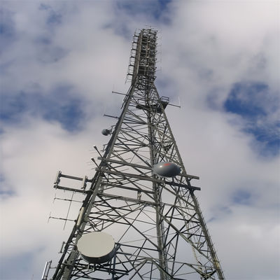 Telekom Desteklenmiş Üçgen Mast Tasarımı Kavşaklı Tel Kulesi Galvanizli Çelik Döşeme Tubular