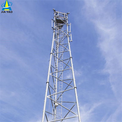 Yuvarlak Çelik İletişim Mobil Telefon Kendini Destekleyen Çerez Kulesi Anten Tubular Mast 3 Bacak