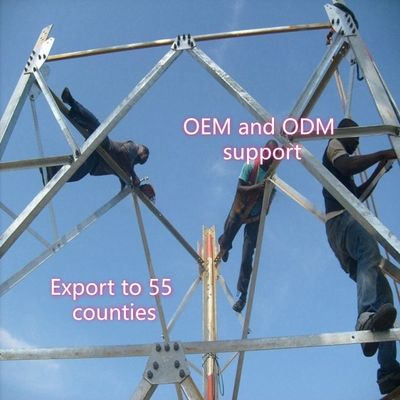 3 bacaklı açılı çelik kule İletişim kulesi Q355 Çelik 28m mobil ağ Rüzgar dayanıklı kıyı bölgeleri