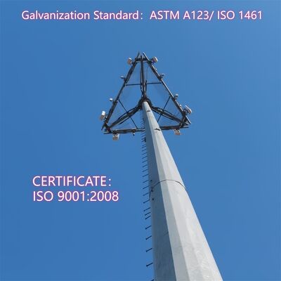 15 20 30 45 50M Monopole Telekom Kulesi Sıcak Daldırma Galvanizli 5G Wifi Baz İstasyonu Anteni