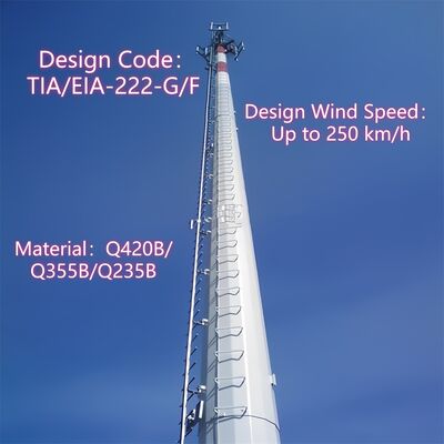 15 20 30 45 50M Monopole Telekom Kulesi Sıcak Daldırma Galvanizli 5G Wifi Baz İstasyonu Anteni