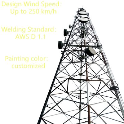 3 bacaklı tüplü dikişsiz çelik 20 30 40M Galvanizli 5G GSM Cdma Isp Telekom Kulesi