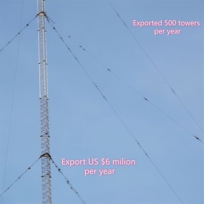 Sıvı Kablo Yayın Kulesi korozyona dayanıklı çelik 55m Sinyal Kıyı Bölgeleri Dayanıklı