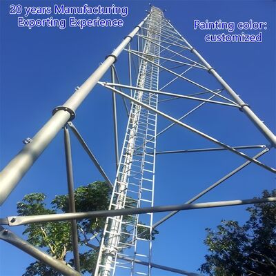 Hafif Görev 45 Metre 3 bacaklı Tubular Hücresel Mikrodalga Galvanizing Isp Pylon Anten 5g direği 3 bacaklı Çerezli Çelik Kule