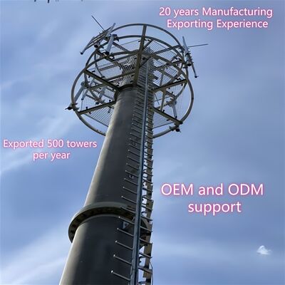 Monopole Tower telekom katı şaft tasarımı ve sıcak daldırma galvanize ve boyamak da dahil olmak üzere yüzey işleme seçenekleri ile
