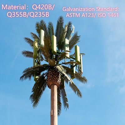 12 18 24M Park Manzaralı Biyonik Ağaç Kamuflajlı Galvanizli Çelik Kendinden Destekli Dış Mekan 5G 4G Wifi Telekom Kulesi