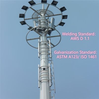 22 30 38M Manzaralı Monopol Borulu Galvanizli Çelik Dış Mekan 5G 4G Wifi Kentsel Peyzaj İletişim Kulesi