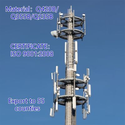 19 27 35M Peyzaj Uyarlanmış Monopole Galvanizli Çelik Kendinden Destekli Dış Mekan 5G 4G Mikrodalga Şehir Estetik Direk