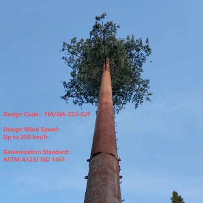 ANSI TIA 222 G H F ve EN 1991 1 4 EN 1993 3 1 tasarım kodlarına göre Biyonik Ağaç Kulesi yapay altyapı