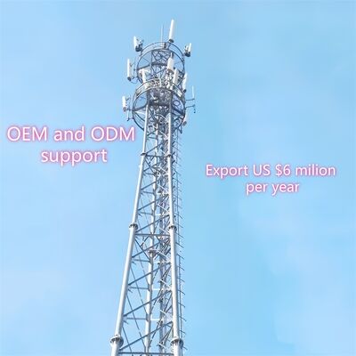 Telekom Mikrodalga ve Güvenlik Kurulumları için Yüksek Çarpışma Gücüyle 55M Hava Durumuna Karşı 3 Bacaklı Tubular Çelik Kule