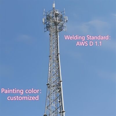Uzun Ömürlü Telekom Altyapısı için Sıcak Daldırma Galvanizli Yüzey İşlemli Ağır Hizmet Tipi 3 Ayaklı Çelik Boru Kule