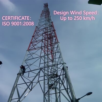 Dış Mekan 5G 4G Mikrodalga Uygulamaları için Dayanıklı 3 Ayaklı Borulu Çelik Kule Galvanizli Kendinden Destekli Telekom Direği
