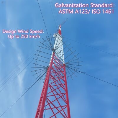 5G Sinyal İletimi İçin Rüzgara Dayanıklı Kablosuz İletişim Galvanizli Gergili Tel Kulesi