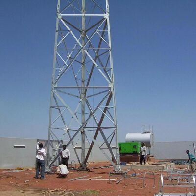 Sıcak Daldırma Galvanizli 3 Ayaklı Açılı Çelik Kule Kırsal 5G İçin Uygun Maliyetli