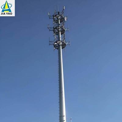 27M Tek Kutuplu Modüler Telekom Kulesi Yüksek Rüzgar Direnci Tasarlanmış Kentsel Yoğun Alan 5G Kapsama Sıcak Daldırma Galvanizli Çelik Yapı