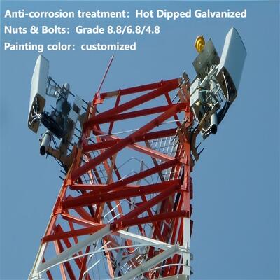 5G Özel Ağ için 40M Sıcak Daldırma Galvanizli Modüler 3 Ayaklı Açılı Çelik Kule