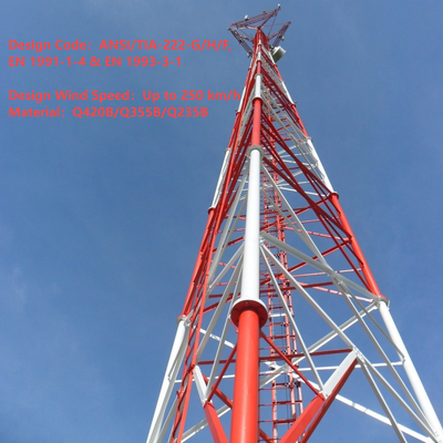İş Bölgesi İçin 48M Toz Boyalı 3 Tüplü Telekom Kulesi Şık Tasarım
