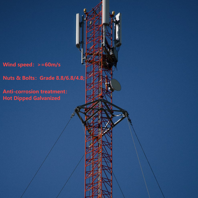 Uzaktan Maden Telekom için 42 45M Q355 Çelik Gergili Anten Kulesi Hızlı Dağıtım