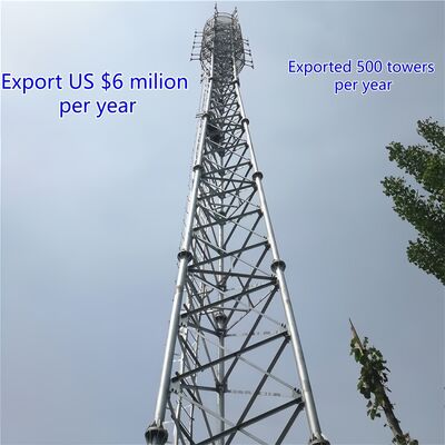 İletişim İstasyonu için 30M Q355 Çelik 3 Tüp Telekom Kulesi Kompakt Kaplama Alanı