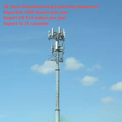 Ofis Binası 5G Dağıtımı için 20M Q355 Çelik Monopole Kule Çatı Montajı