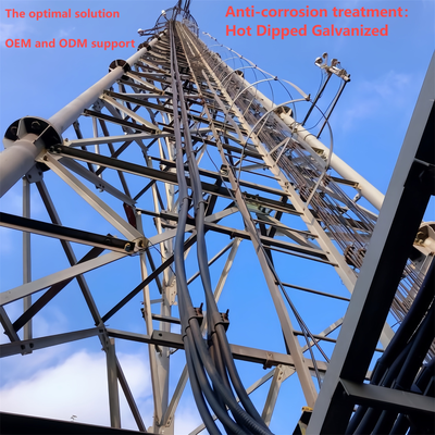 4G 5G Baz İstasyonu için Yüksek Hassasiyetli 3 Ayaklı Çelik Boru Kafes Kule 20m 30m 45m 60m Sıcak DIP Galvanizli Rüzgara Dayanıklı Telekom Direği