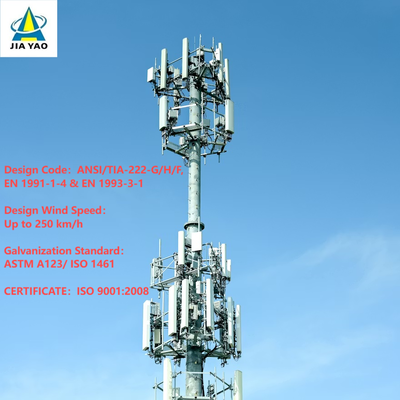 Kentsel Akıllı Şehir Baz İstasyonu için Dahili Tırmanma Merdiveni ve Bakım Platformu ile 20m-40m Endüstriyel Sınıf Monopole Telekom Kulesi