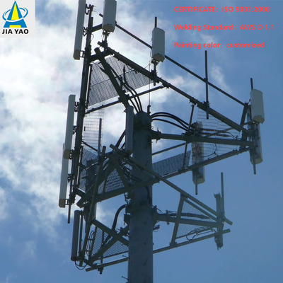 Kentsel Akıllı Şehir Baz İstasyonu için Dahili Tırmanma Merdiveni ve Bakım Platformu ile 20m-40m Endüstriyel Sınıf Monopole Telekom Kulesi
