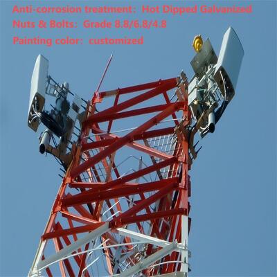 20m-60m 3 Legged Angular Steel Communication Tower Hot Dip Galvanized Q355B Lattice Pylon for 5G BTS Station Infrastructure