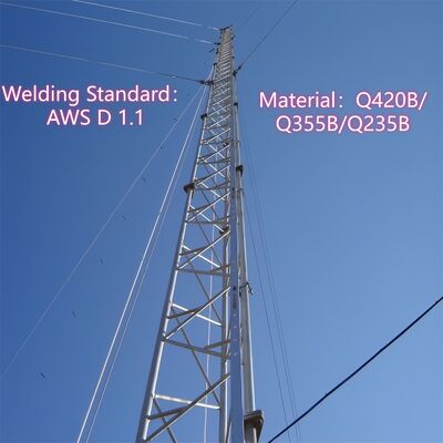 25m High Guy Wire Mast Steel Guyed Radio 4g 5g Isp Communication Tower